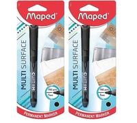 Maped Custom - Marqueur permanent fin Noir x1 - Pointe fine 1mm - Multi surface (Lot de 2)