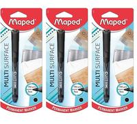 Maped Custom - Marqueur permanent fin Noir x1 - Pointe fine 1mm - Multi surface (Lot de 3)