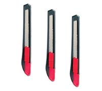 Maped - Cutter professionnel - Start - Cutter pour droitier - Design rouge et noir - Verrouillage manuel de la lame - Coupe lames intégrée - Cutter de précision de 9 mm (Lot de 3)