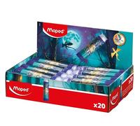 Maped - Display Comptoir 20 Gommes Tube Dragon - Système Rotatif Propre et Précis - Gomme Blanche Sans PVC - Design Écailles Métallisées