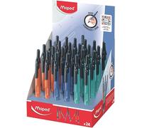 Maped - Display Comptoir 24 Compas Crayon avec Mine Automatique - Design Ergonomique - Capuchon Protecteur - Fourniture Scolaire Sécurisée - 3 Couleurs