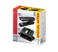 Maped Essentials Metal Pack d'agrafeuse en métal E3543 + perceuse à métal E4024 - Agrafe jusqu'à 25 feuilles à la fois - Prend en charge les agrafes 24/6 et 26/6 - Perfore jusqu'à 25 feuilles - Couleu