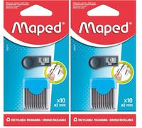 Maped - Étui Rigide de 10 Mines de Rechange 2 mm + 1 taille mines pour Recharge Compas Scolaire - Mine + taille mines Compas Maped avec Pointe 2 mm HB (Lot de 2)