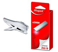 Maped Expert - Agrafeuse Métal XL - Pour Usage Intensif - Compatible Agrafes 24/6-8 et 26/6-8 - Capacité 20 à 45 Feuilles & Agrafes 26/6 zinguées Boite de 5000
