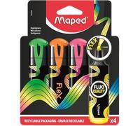 Maped Fluo Peps Flex - 4 surligneurs multicolores, pointe souple 1/2/5 mm