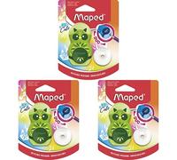 Maped - Gomme 2 en 1 LOOPY MINI CUTE, rechargeable, avec 1 gomme de rechange - Couleur aléatoire - Pour stylos fins, 049112, multicolore, Paquet de 3