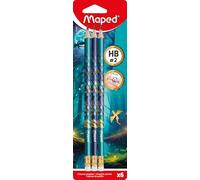Maped - Graphites HB Dragon - Crayons à Papier avec Embout Gomme - Forme Triangulaire Ergonomique - Pot de 72
