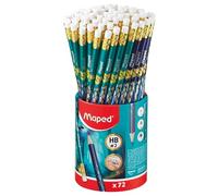 Maped - Graphites HB Dragon - Crayons à Papier avec Embout Gomme - Forme Triangulaire Ergonomique - Pot de 72