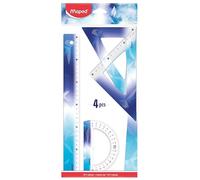 Maped Kit traçage Arctic Vibes – 4 pcs: règle 30 cm, rapporteur 180° (base 12 cm), éq. 21 cm – Bleu