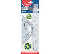 Kit de traçage géométrique pour gaucher - MAPED - Kit 3 pièces - Règle - Équerre - Rapporteur - Graduations inversées