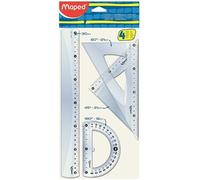 Maped Kit de traçage 4 pièces – règle 30 cm, rapporteur et équerres, bleu