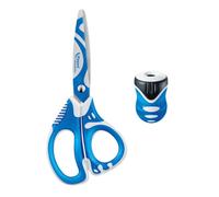 Maped - Lot de 1 Ciseaux Zenoa Fit Bleu avec Anneaux Souples + 1 Taille-Crayons Clean Grip avec Réservoir 1 Trou Bleu