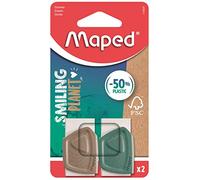 Maped - Lot de 2 gommes Précision Smiling Planet - Coloris bleu et marron