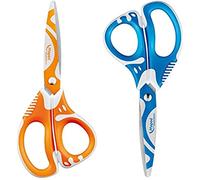 Maped - Lot de 2 Paires de Ciseaux Zenoa Fit 13 cm-Ciseaux Enfants avec Anneaux Asymétriques Intérieur Souple - Lamelles Décorées et Amorties Anti-Douleur - Ciseaux Scolaires dès 4 Ans Bleu + Orange