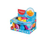 MAPED Lot de 3 Gommes plastique Zenoa avec etui rotatif Coloris Aléatoire
