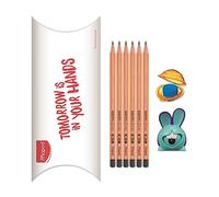 Maped - Lot de 6 Crayons Graphite FSC + 1 Gomme Malléable Croc Croc + 1 Taille-Crayons Croc Croc Inno Bleu