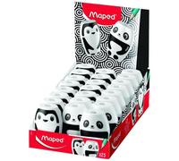 Maped - Matériel scolaire - Taille-crayon Shakky - Présentoir avec 25 taille-crayons avec réservoir - Avoir 1 trou pour affûter - Grande capacité de réserve - Motifs ludiques de Pandas et de pingouins