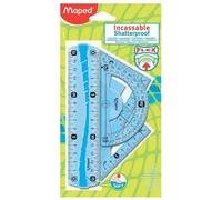 Maped Mini Kit De Géométrie Flex, Incassable, 4 Pièces Règle 15 Cm
