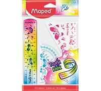 Maped - Mini Kit de traçage Twist’N Flex Mini Cute - 3 pièces - Outils Géométrie Incassables - Règle 15cm, Equerre 60°, Rapporteur 180° 981828 Multicolore