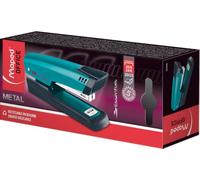 Maped Office - Agrafeuse Essentials Métal - Compatible Agrafes 24/6 & 26/6 - Chargement Facile - Ouverture 180° - pour Relier jusqu’à 25 Feuilles - Garantie 5 Ans - Bleu