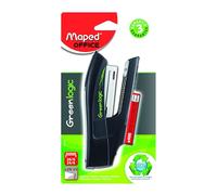 Maped Office Maped - Agrafeuse Half-strip Greenlogic - Agrafeuse 100% en plastique recyclé + 400 agrafes 26/6 - Agrafeuse de bureau compatible agrafes 24/6 et 26/6 - Coloris Noir