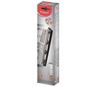 Maped - Perforatrice 4 Trous Universal - Perforeuse A4 Métal pour 10 à 12 Feuilles - Avec Système de Calage Optimisé sur les Anneaux du Classeur et Trappe à Confettis - Gris