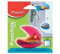 Maped - Perforatrice Punchito - Perforateur Compact Transparent 1 Trou - Avec Guide Positionnable sur les Anneaux des Classeurs - Couleur Aléatoire