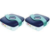 Maped Picnik Origins - Boîte à Goûter Compacte pour Enfants - Ouverture et Nettoyage Facile - Plastique Sans BPA ni Phtalates - Bleu vert - 520ml (Lot de 2)