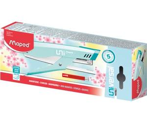 Maped - Pince Agrafeuse Métal Universal - Compatible Agrafes N°24/6 et 26/6 - Capacité 20 à 25 Feuilles - Avec 400 Agrafes 26/6 Incluses - Couleur Pastel Bleu