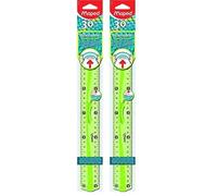 Maped - Règle 30 cm Incassable - Triple Décimètre Souple - Règle Résistante avec Poignée - Toucher Soft Anti-Dérapant - Coloris Vert (Lot de 2)