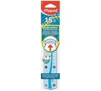 Maped Règle plate INCASSABLE – bords anti-taches, soft anti-dérapant – 15 cm Bleu