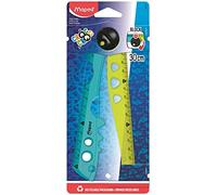 Maped - Règle Pliable Croc Croc - Utilisable Ouverte ou Fermée - Verrou pour Fixer la Règle ouverte - Forme Crocodile - Idéal pour Apprendre à Tracer, Mesurer et Dessiner - 2 x 15 cm