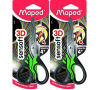 Maped Sensoft 484310 - fluorescent Ciseaux avec des poignées asymétriques flexibles, 5 pouces, coloris aléatoire (Lot de 2)