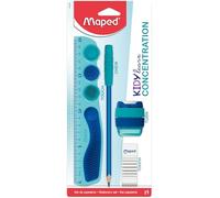 Maped -Set 4 pièces Kidy Learn Concentration - Règle - Tailles-crayons - Gomme - Graphite embout relaxant - stimulation sensorielle - améliorer le concentration - recommandé par les enseignants