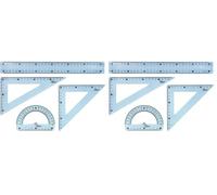 Maped Study - Ensemble incassable 4 pièces avec règle 30 cm, 2 équerres, rapporteur (Lot de 2)