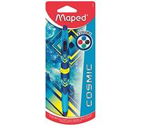 Maped - Stylo Bille 4 couleurs Twin Tip Tatoo Cosmic Teens - Stylo Double Pointe - 4 Stylos en 1 - Pointes moyennes 1 mm - Bleu