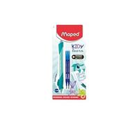 Maped - Stylo Effaçable Kidy Learn - Stylo Animaux Enfants avec Gomme, Rechargeable Ergonomique - Avec 2 recharges - Fourniture Scolaire pour Apprentissage de l'Écriture - Accessoire Rentrée Scolaire