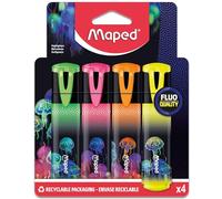 Maped - Surligneur Deepsea Paradise - 4 couleurs classiques jaune, vert, rose, oragne