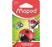Maped - Taille-Crayons Croc Croc Easy Coccinelle - avec Réservoir et 1 Trou - Pince Facile à Ouvrir pour les Enfants dès 4 ans - Compact et Fun - Packaging Recyclable 18114 Multicolore