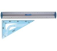 Maped - Triple Décimètre Aluminium - Règle 30 cm - Règle de Traçage en métal & Équerre Incassable - Équerre 60° grand côté 21 cm - Équerre Scolaire Astucieuse avec 0 dans l’Angle Droit - Vert ou Bleu