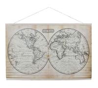 Mappemonde murale en textile - Marque - Modèle - Beige - Marron - Polyester - MDF - H94cm - L110cm - P1cm