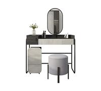 Maquillage minimaliste moderne avec lampe intégrée et rangement - Coiffeuse multifonction pour chambre à coucher, armoire élégante pour les amateurs de maquillage