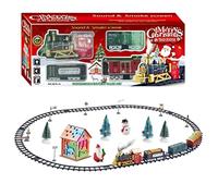 Maqulae Ensemble de Train de Noël, Locomotive électrique avec Lumières, Musique et Fumée, Ensemble de Jeu à Piles pour Enfants Garçons Filles âgés de 3 à 8 Ans