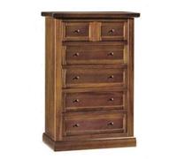 Mar.c.a. Design, Commode Chambre en Bois Massif, Commode 6 Tiroirs (4 Grands et 2 Petits) - Meuble Salle de Bain Rangement, Noyer Foncé - Meuble de Rangement Chambre 63x37x98H, Chiffonnier Classique