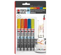Marabu Peintres fantaisie porcelaine & verre 012300082 Pointe universelle 1-2 mm Lot 5 assortiment