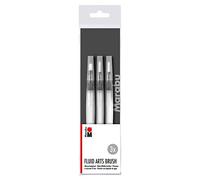 Marabu 0173000000080 Lot de 3 pinceaux pour réservoir d'eau Poils fins et élastiques Idéal pour peindre, écrire et masquer sur papier et tissu Multicolore Taille unique, Coloré