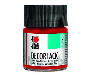 Marabu 11300005031 Vernis décoratif acrylique rouge cerise 031, 50 ml, vernis acrylique brillant à base d'eau, résistant aux intempéries, à la salive, pour peinture, pochoir et technique de serviette