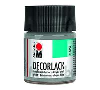 Marabu 11300005782 Vernis décoratif acrylique argenté métallisé 782, 50 ml, vernis acrylique brillant à base d'eau, résistant aux intempéries, à la salive, pour la peinture, le pochoir et la technique