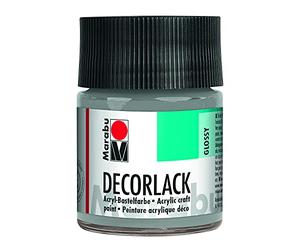Marabu 11300005782 Vernis décoratif acrylique argenté métallisé 782, 50 ml, vernis acrylique brillant à base d'eau, résistant aux intempéries, à la salive, pour la peinture, le pochoir et la technique