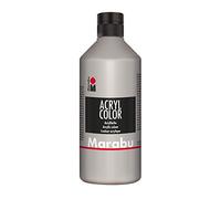 Marabu 12010075082 - Acryl Color Argent 500 ml, peinture acrylique crémeuse à base d'eau, séchage rapide, résistante à la lumière, imperméable, à appliquer avec pinceau et éponge sur toile, papier et